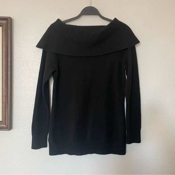 Cynthia Rowley 100% Cashmere Black On/Off Shoulder Sweater Size Small - Picture 5 of 5